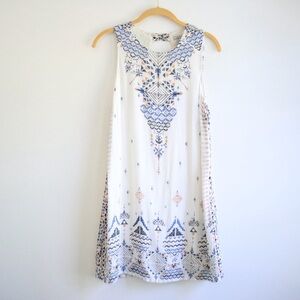 Urban Outfitter White Tribal Print Open Back Tunic Dress